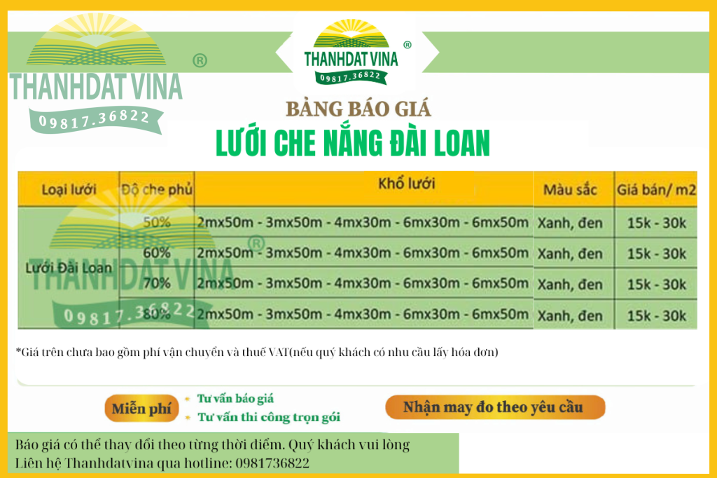 Giá lưới che nắng Đài Loan